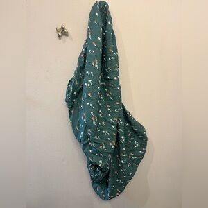 Cloud Island Teal Baby Crib Sheet with Colorful Mushroom Print